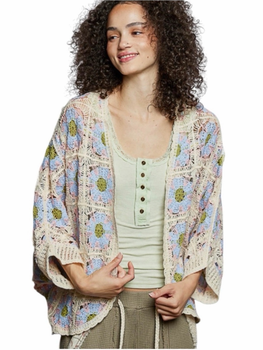 POL 🆕 Crochet Open-Front Cardigan